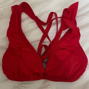 SHEIN Vibrant Red Ruffle Bikini Top
